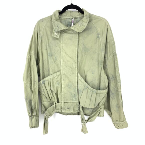 Free People Parachute Jacket Women's Size Small Green Front Pockets Adjustable - Picture 2 of 9